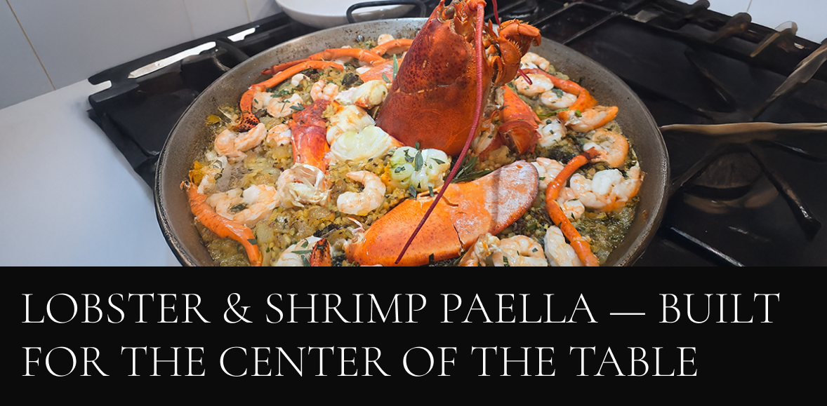 Lobster & Shrimp Paella — Built for the Center of the Table